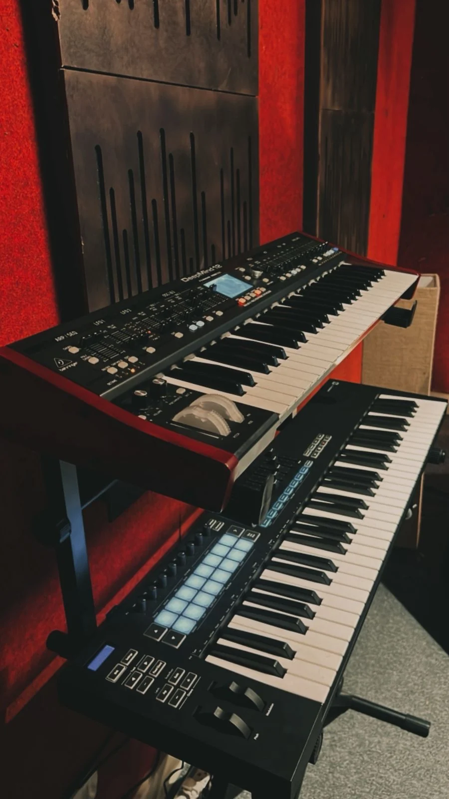 Studio keyboards and acoustic panels